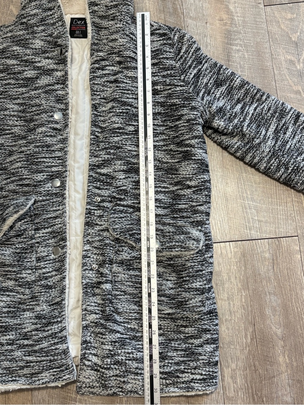 Dex Hooded Sherpa-Lined Jacket in Black & White Marled - Picture 3 of 6